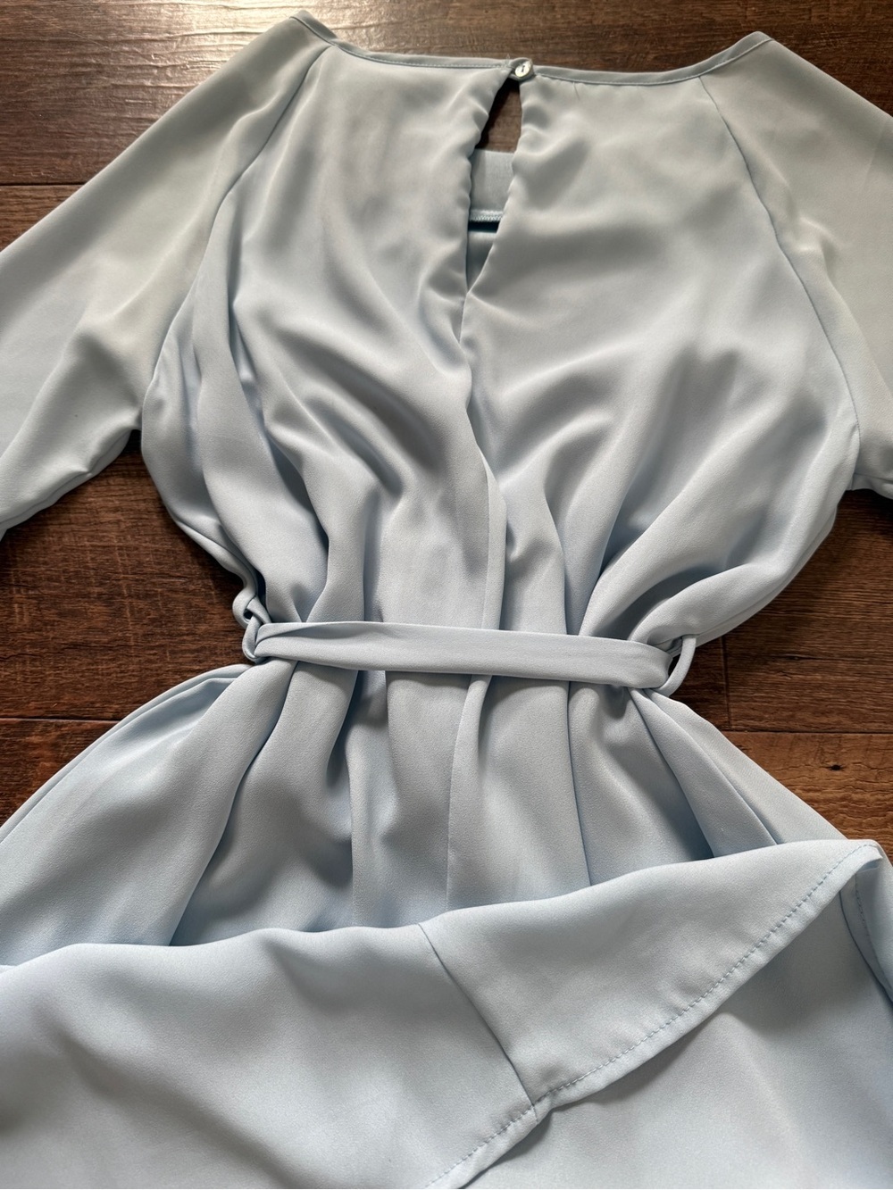 miami Light Blue Embellished Neck Tie-Waist Mini Dress - Picture 7 of 11